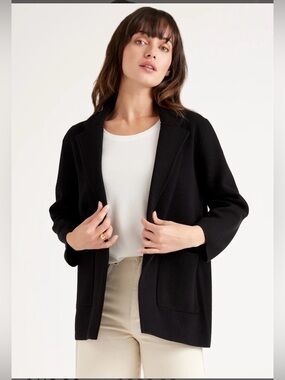 Quince 100% Organic Cotton Knit Blazer in Black XS
